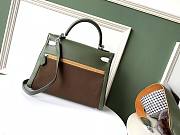 Hermès C-carved Pocket Lakis Kelly 32 Wild Swift Leather Green Canvas  - 5