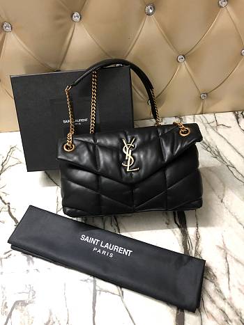 YSL Loulou Puffer Small Bag Gold Hardware 577476 Black 29cm