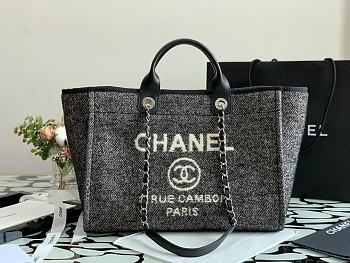 Chanel Shopping Bag Black Canvas 38cm