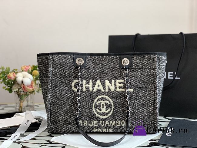 Chanel Shopping Bag Black Canvas 36cm - 1