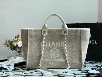 Chanel Shopping Bag Gray Canvas 38cm