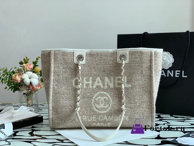 Chanel Shopping Bag Gray Canvas 36cm - 1