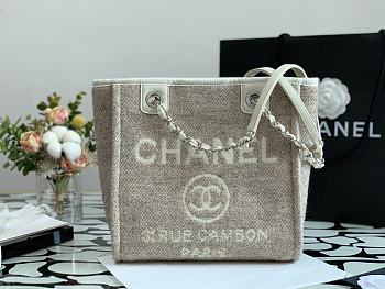 Chanel Shopping Bag Gray Canvas 28cm