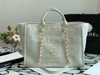 Chanel Shopping Bag Beige Canvas 38cm