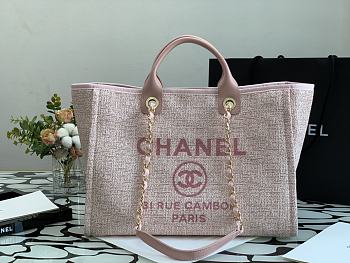 Chanel Shopping Bag Pink Canvas 38cm