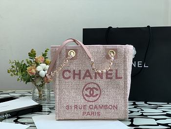 Chanel Shopping Bag Pink Canvas 28cm