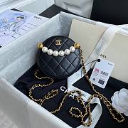 Chanel Pearl Accessory Round Bag Black AP0999 12cm - 1