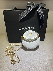 Chanel Pearl Accessory Round Bag White AP0999 12cm - 3