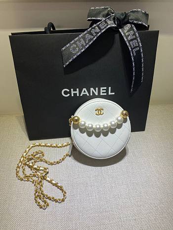 Chanel Pearl Accessory Round Bag White AP0999 12cm