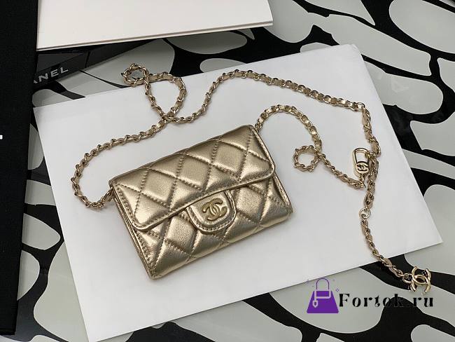 Chanel Original Grained Calfskin Waist Bag Gold 81081 11cm - 1