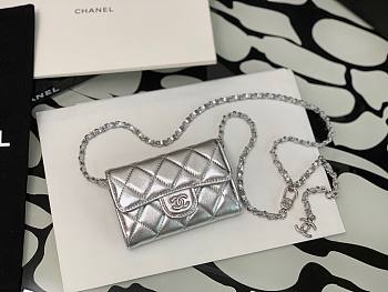 Chanel Original Grained Calfskin Waist Bag Silver 81081 11cm