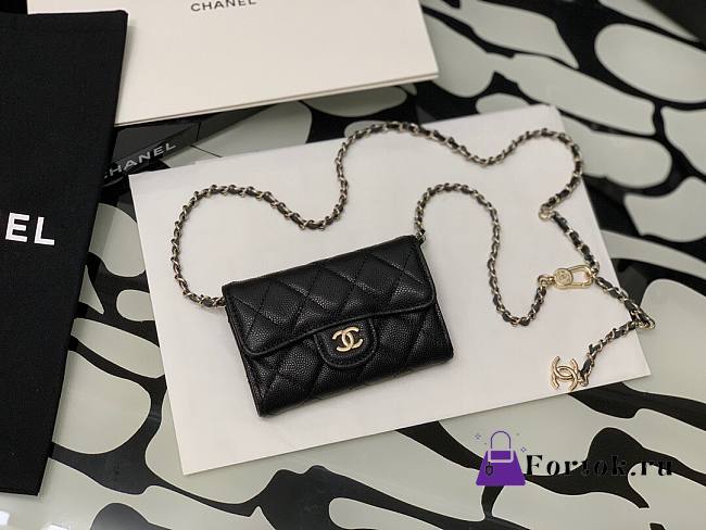 Chanel Original Grained Calfskin Waist Bag Black 81081 11cm - 1