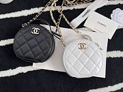 Chanel Round Bag White/Black Calfskin 12cm - 1