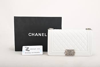 Chanel Quilted Lambskin Medium Boy Bag White A67086 25cm