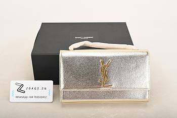 YSL SUNSET Chain Wallet Crinkled Metallic Gold Hardware 4854 17cm