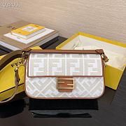 Fendi Baguette Embroidered Canvas White 980880 26cm - 1