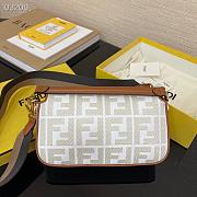 Fendi Baguette Embroidered Canvas White 980880 26cm - 6