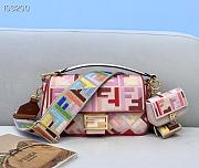 Fendi Baguette Embroidered Canvas Pink 980880 26cm - 1