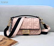 Fendi Baguette Embroidered Canvas Black Pink 980880 26cm - 1