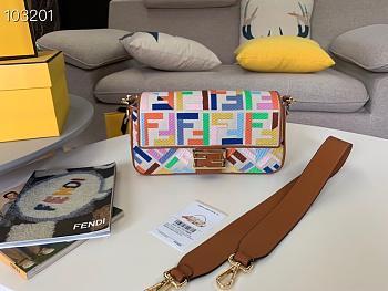 Fendi Baguette Embroidered Canvas Multicolor 980880 26cm