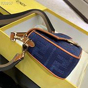 Fendi Baguette Embroidered Canvas Navy Blue 980880 26cm - 6