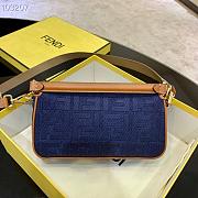 Fendi Baguette Embroidered Canvas Navy Blue 980880 26cm - 5