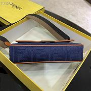 Fendi Baguette Embroidered Canvas Navy Blue 980880 26cm - 4