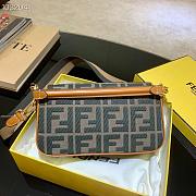 Fendi Baguette Embroidered Canvas Teal Blue 980880 26cm - 6