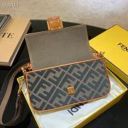 Fendi Baguette Embroidered Canvas Teal Blue 980880 26cm - 4
