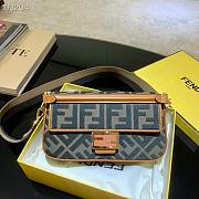 Fendi Baguette Embroidered Canvas Teal Blue 980880 26cm - 1