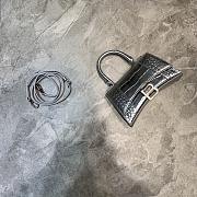 Balenciaga Hourglass Handle Bag Crocodile Silver 92940 21cm - 1