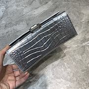 Balenciaga Hourglass Handle Bag Crocodile Silver 92940 21cm - 5