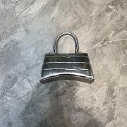 Balenciaga Hourglass Handle Bag Crocodile Silver 92940 21cm - 2