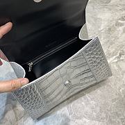 Balenciaga Hourglass Handle Bag Crocodile Silver 92942 23cm - 6