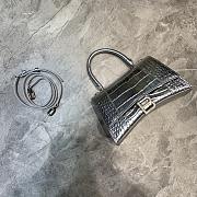 Balenciaga Hourglass Handle Bag Crocodile Silver 92942 23cm - 1