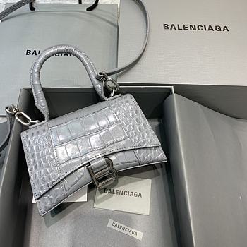 Balenciaga Hourglass Handle Bag Crocodile Gray 92940 21cm