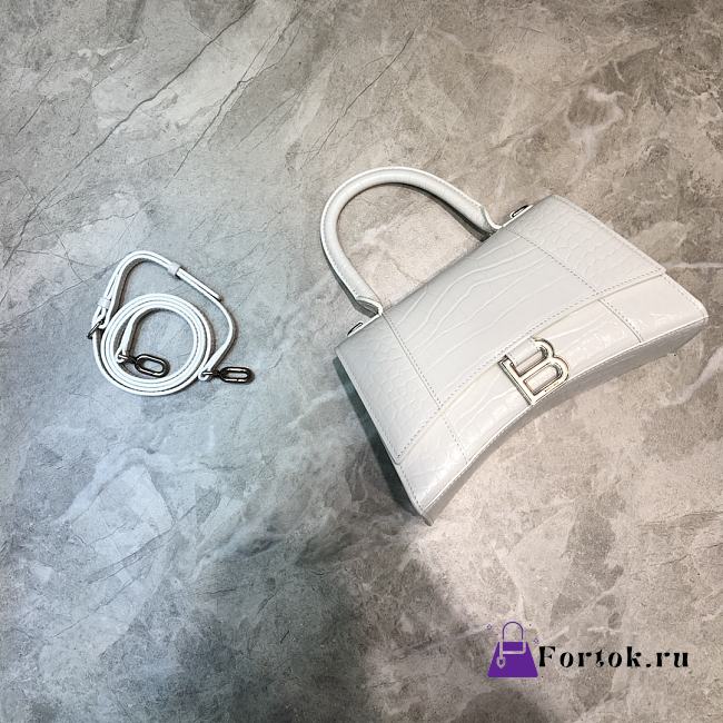 Balenciaga Hourglass Handle Bag Crocodile White 92942 23cm - 1