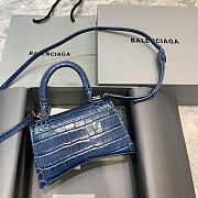 Balenciaga Hourglass Handle Bag Crocodile Blue 92940 19cm - 2