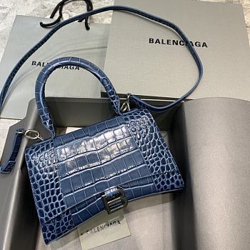 Balenciaga Hourglass Handle Bag Crocodile Blue 92942 23cm