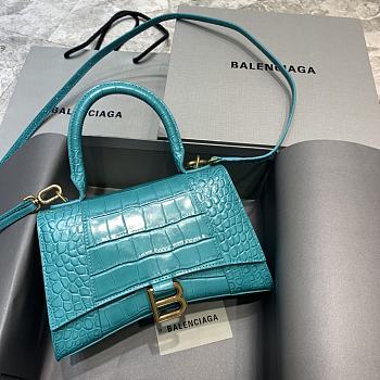 Balenciaga Hourglass Handle Bag Crocodile Turquoise 92942 23cm