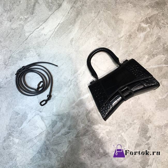 Balenciaga Hourglass Handle Bag Crocodile Black 92940 21cm - 1