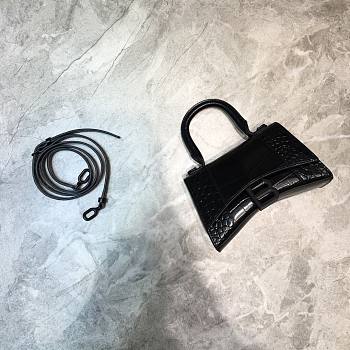 Balenciaga Hourglass Handle Bag Crocodile Black 92940 21cm