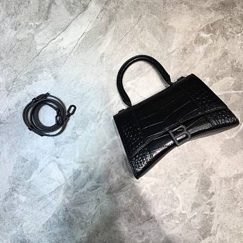 Balenciaga Hourglass Handle Bag Crocodile Black 92942 24cm