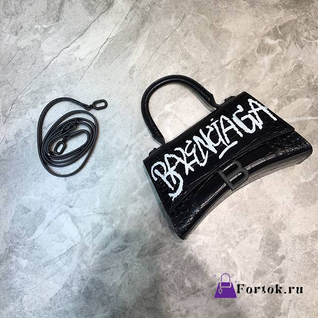 Balenciaga Hourglass Handle Bag Crocodile Black 92943  24cm - 1