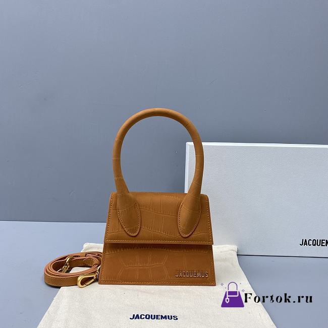 Jacquemus Small Le Grand Chiquito Crocodile Orange 2044 18cm - 1