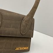 Jacquemus Small Le Grand Chiquito Crocodile Dark Brown 2044 18cm - 5