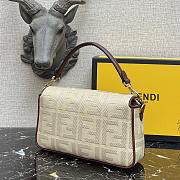 Fendi Baguette Embroidered Canvas Cream 980880 26cm - 2