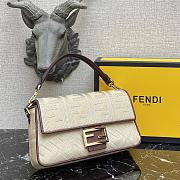 Fendi Baguette Embroidered Canvas Cream 980880 26cm - 3