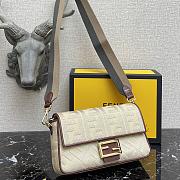 Fendi Baguette Embroidered Canvas Cream 980880 26cm - 4