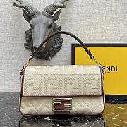 Fendi Baguette Embroidered Canvas Cream 980880 26cm - 1